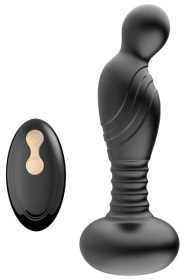 Черный массажер простаты с вибрацей и возвратно-поступательными движениями фото в интим магазине Love Boat