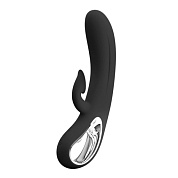 Черный вибратор-кролик Romance Massage - 24 см. фото в интим магазине Love Boat