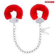 
Металлические оковы с мягкой красной опушкой фото в интим магазине Love Boat