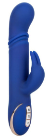 Синий вибратор-кролик с нагревом The Heated Silicone Thrusting G Rabbit - 21,5 см. фото в секс шопе Love Boat