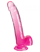 Розовый фаллоимитатор с мошонкой на присоске 9’’ Cock with Balls - 24,8 см. фото в интим магазине Love Boat