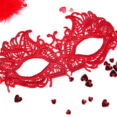 Красная ажурная текстильная маска  Андреа 