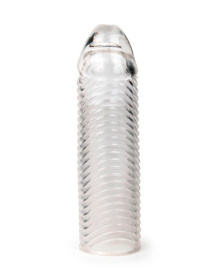 Прозрачная закрытая насадка на пенис с ребрышками - 16 см. фото в интим магазине Love Boat