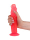 Рельефный розовый фаллоимитатор на присоске - 22 см.