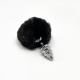 Серебристая анальная пробка с черным хвостиком Metal Anal Fluffly Twist Plug S