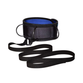 
Чёрно-синий неопреновый ошейник с поводком фото в интим магазине Love Boat