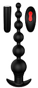 Черный анальный вибромассажер REMOTE GRADUATING BEADS - 20,7 см. фото в интим магазине Love Boat