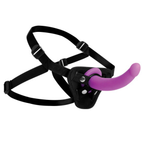 Лиловый поясной страпон Navigator Silicone G-Spot Dildo with Harness - 17,8 см. фото в интим магазине Love Boat