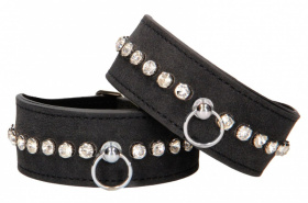 
Черные наручники Diamond Studded Wrist Cuffs фото в интим магазине Love Boat