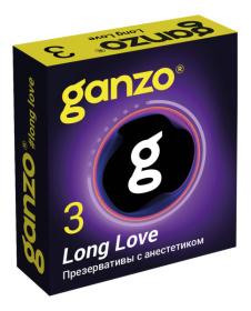 Презервативы с анестетиком для продления удовольствия Ganzo Long Love - 3 шт. фото в интим магазине Love Boat