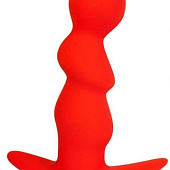 Красный рельефный вибромассажер с ограничителем - 9,5 см.