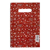 Красный подарочный новогодний пакет с вырубной ручкой (20х30 см) фото в интим магазине Love Boat