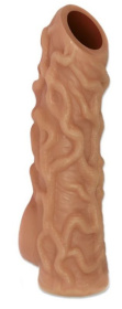 Телесная насадка с венками и открытой головкой Nude Sleeve M - 12 см. фото в интим магазине Love Boat