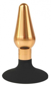 Золотисто-черная конусовидная анальная пробка - 9 см. фото в интим магазине Love Boat