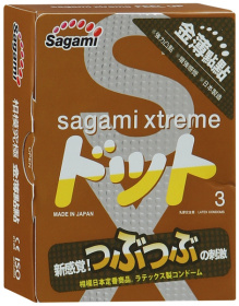 Презервативы Sagami Xtreme Feel Up с точечной текстурой и линиями прилегания - 3 шт. фото в интим магазине Love Boat