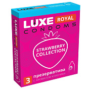 Презервативы с ароматом клубники LUXE Royal Strawberry Collection - 3 шт. фото в интим магазине Love Boat