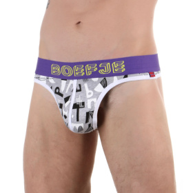Сексуальные серые трусы-тонги с принтом в виде букв фото в интим магазине Love Boat