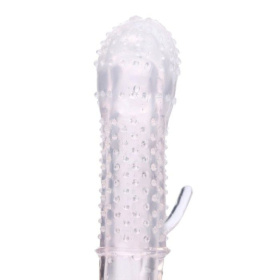 Прозрачная массажная насадка на пенис с шишечками и усиком - 12,5 см. фото в интим магазине Love Boat