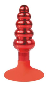 Красная анальная пробка-елочка с круглым ограничителем - 10 см.  фото в интим магазине Love Boat