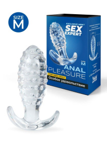 Прозрачная анальная пробка с шишечками - 8 см. фото в интим магазине Love Boat