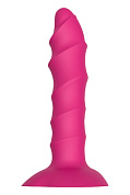 Розовый ребристый анальный фаллоимитатор TWISTED PLUG - 14 см.  фото в интим магазине Love Boat