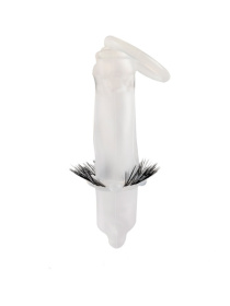 Эластичная насадка на пенис с подхватом мошонки и стимулирующими «ресничками»