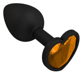 
Черная силиконовая пробка с оранжевым кристаллом - 7,3 см. фото в интим магазине Love Boat