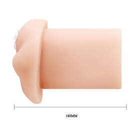 Телесный мастурбатор-вагина с оволосением и вибрацией