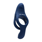 Синее эрекционное виброкольцо с двойным подхватом мошонки Ring Around The Rosy фото в интим магазине Love Boat