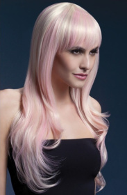 Парик цвета блонд с розовыми прядями фото в интим магазине Love Boat