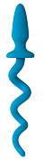 Голубая анальная пробка с хвостом-спиралью Oinkz фото в интим магазине Love Boat