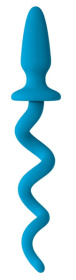 Голубая анальная пробка с хвостом-спиралью Oinkz фото в интим магазине Love Boat