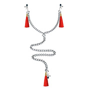 
Зажимы на соски и клитор с игривыми красными кисточками Nipple Clit Tassel Clamp With Chain фото в интим магазине Love Boat