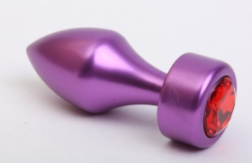 
Фиолетовая анальная пробка с широким основанием и красным кристаллом - 7,8 см. фото в интим магазине Love Boat
