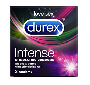 Рельефные презервативы со стимулирующей смазкой Durex Intense Orgasmic - 3 шт. фото в интим магазине Love Boat