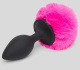 Черная анальная пробка с розовым хвостом Medium Bunny Tail Butt Plug