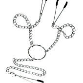 Серебристые зажимы для сосков и клитора на цепочке