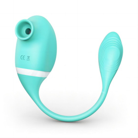 Мятный вакуумный вибростимулятор Tadpole Vibrating Dual Stimulation с виброхвостиком фото в интим магазине Love Boat