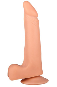 Фаллоимитатор-реалистик с мошонкой на присоске - 17,8 см. фото в интим магазине Love Boat