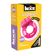 Розовое эрекционное виброкольцо Luxe VIBRO «Ужас альпиниста» + презерватив фото в интим магазине Love Boat