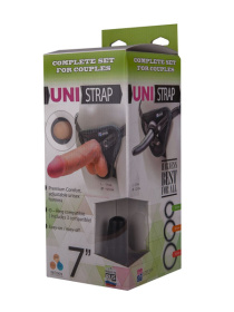 Страпон-унисекс с двумя насадками UNI strap 7  Harness - 19 и 12 см. фото в интим магазине Love Boat