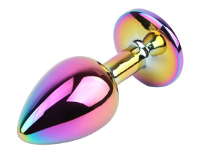 Радужная металлическая пробка Jewelled Metel Butt Plug - 7,1 см. фото в интим магазине Love Boat