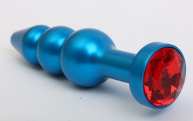 
Синяя фигурная анальная пробка с красным кристаллом - 11,2 см. фото в интим магазине Love Boat