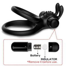 Черное эрекционное виброкольцо с подхватом мошонки Stay Hard