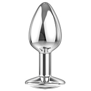 Серебристая анальная пробка Sparkle XL с прозрачным кристаллом - 11 см. фото в интим магазине Love Boat