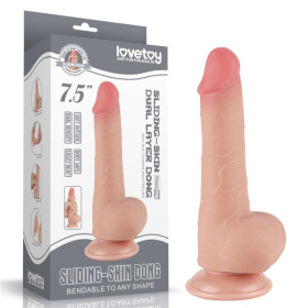 Телесный фаллоимитатор 7.5 Sliding Skin Dual Layer Dong на присоске - 19,5 см. фото в интим магазине Love Boat