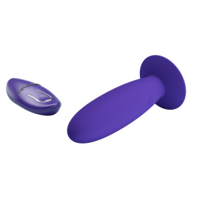 Фиолетовый анальный вибростимулятор Remote Control Vibrating Plug Youth - 11 см.