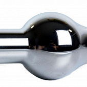 Серебристая каплевидная анальная пробка с синим кристаллом - 10,5 см.