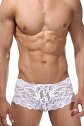Белые мужские трусы-хипсы из кружевной ткани фото в интим магазине Love Boat