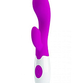 Лиловый вибратор Brighty с клиторальным отростком - 20 см.